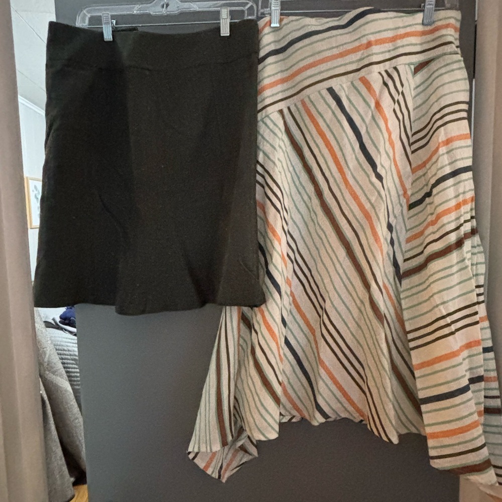 Ann Taylor Black and Striped Mini Skirt Duo